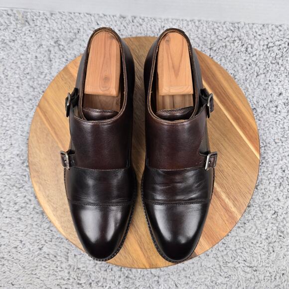 Beckett Simonon Mens 9 Brown Double Monkstrap Almond Toe Loafer Dress Shoe - Picture 5 of 14